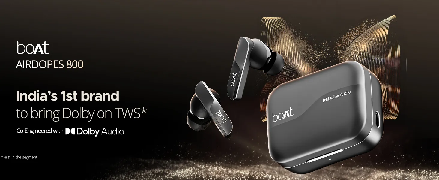 Boat Airdopes 800, Dolby Audio, Adaptive EQ by Mimi TWS Ear Buds Wireless Earphones with mic (Interstellar Black) overview 1