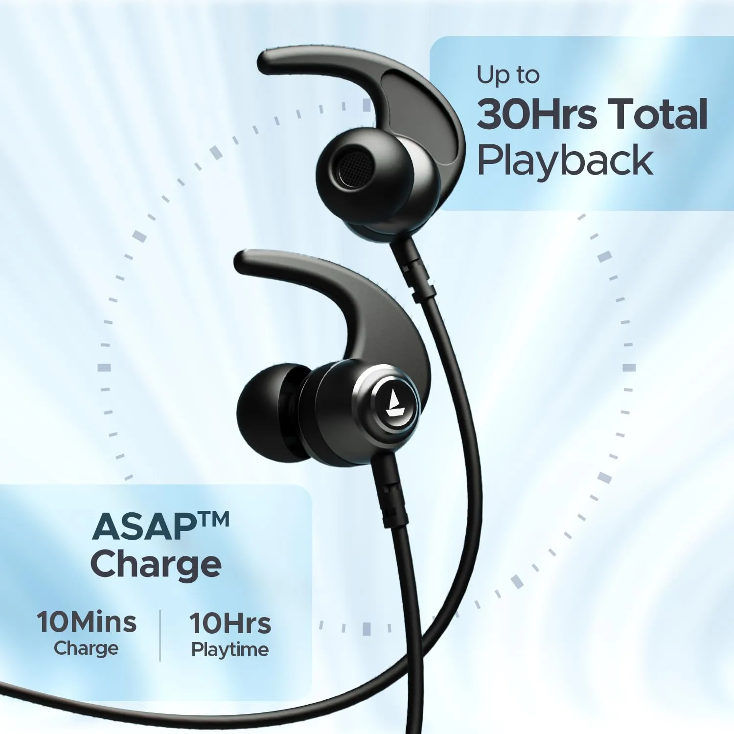 Boat Rockerz 268 Bluetooth in Ear Earphones with Beast™ Mode Neckband (Active Black) overview 1