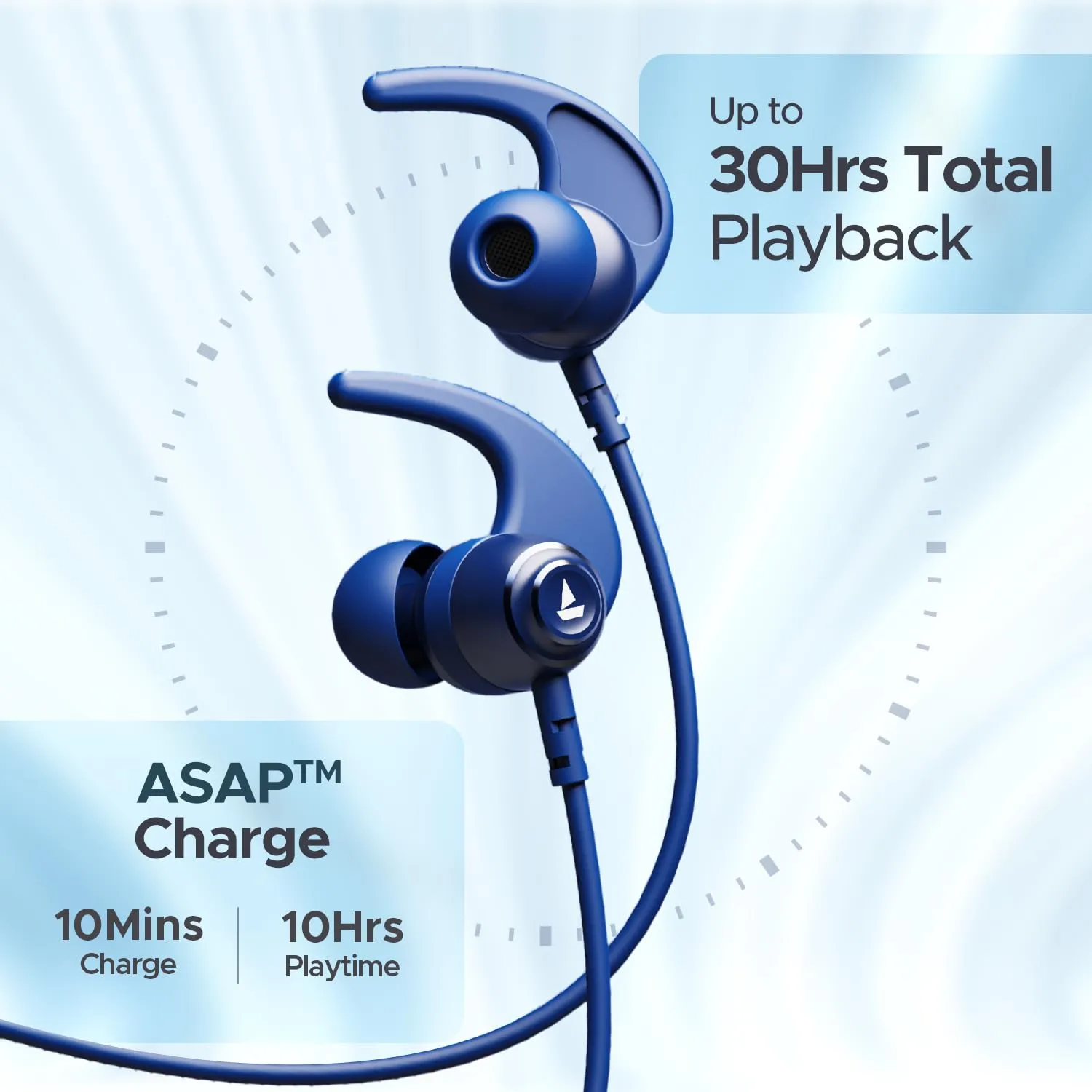 Boat Rockerz 268 Bluetooth in Ear Earphones with Beast™ Mode Neckband (Cool Blue) overview 1