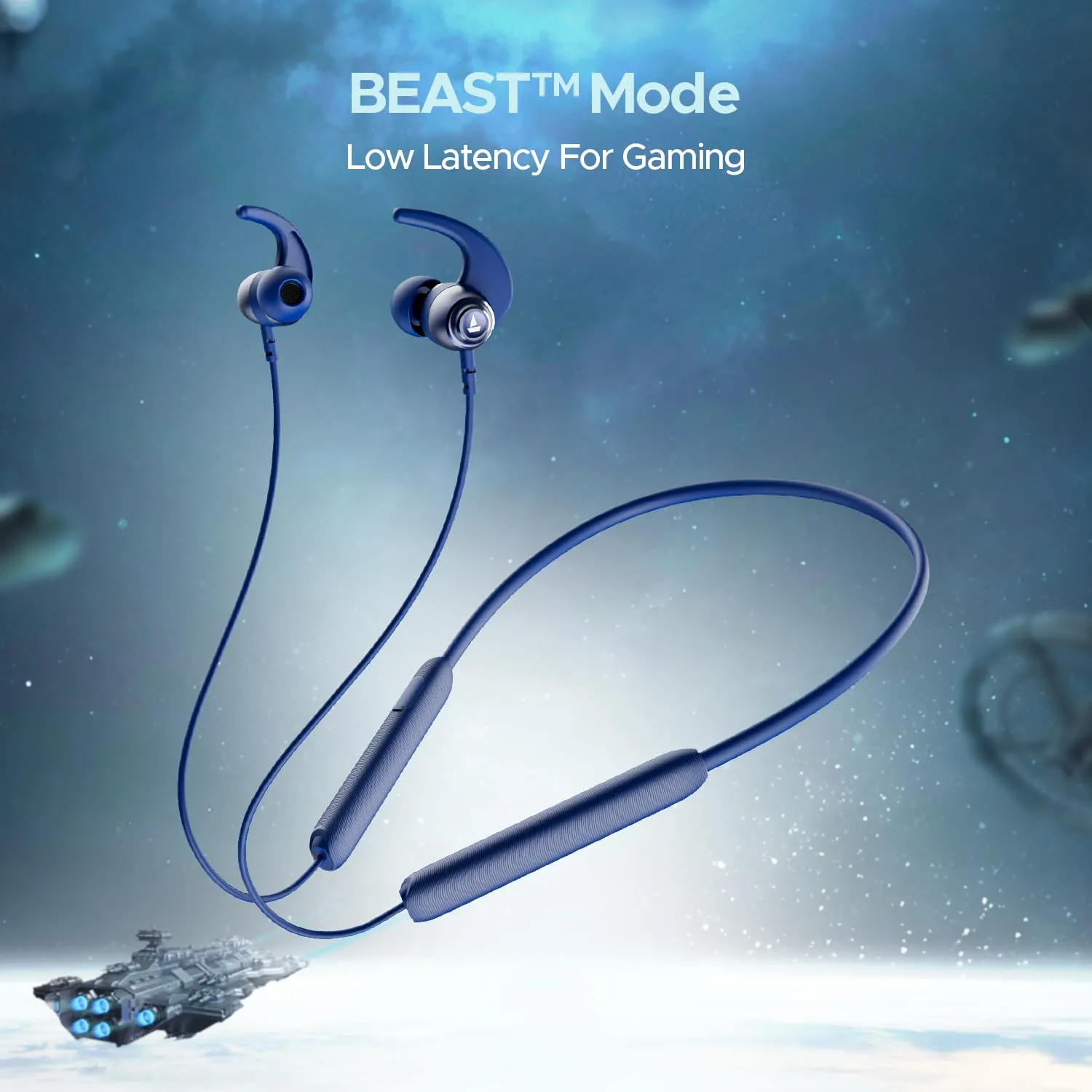 Boat Rockerz 268 Bluetooth in Ear Earphones with Beast™ Mode Neckband (Cool Blue) overview 2