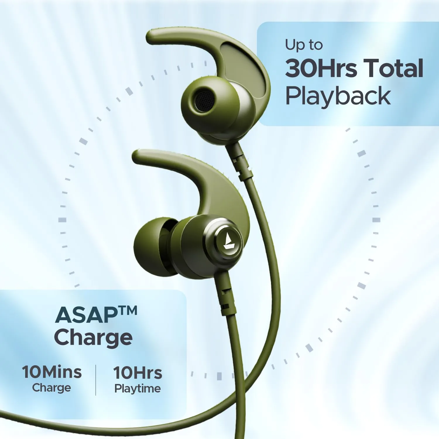 Boat Rockerz 268 Bluetooth in Ear Earphones with Beast™ Mode Neckband (Fern Green) overview 1