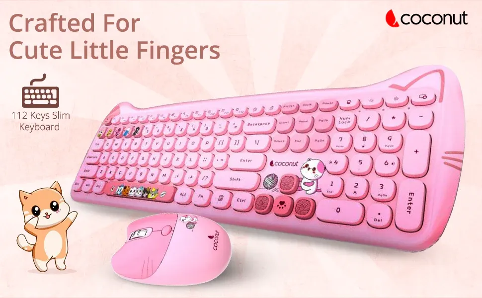 COCONUT Poppy Retro Wireless Combo, Milk Tea overview 2