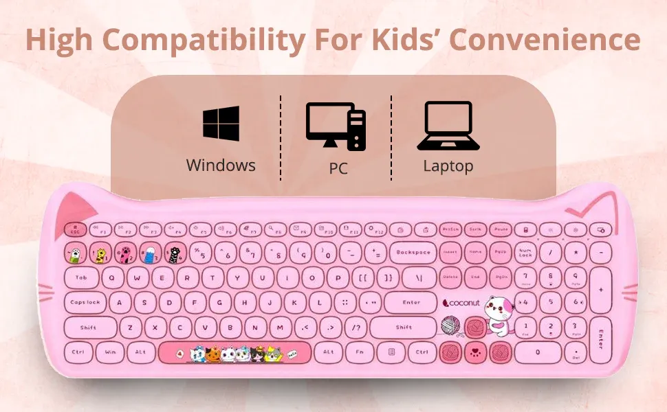 COCONUT Poppy Retro Wireless Combo, Milk Tea overview 5