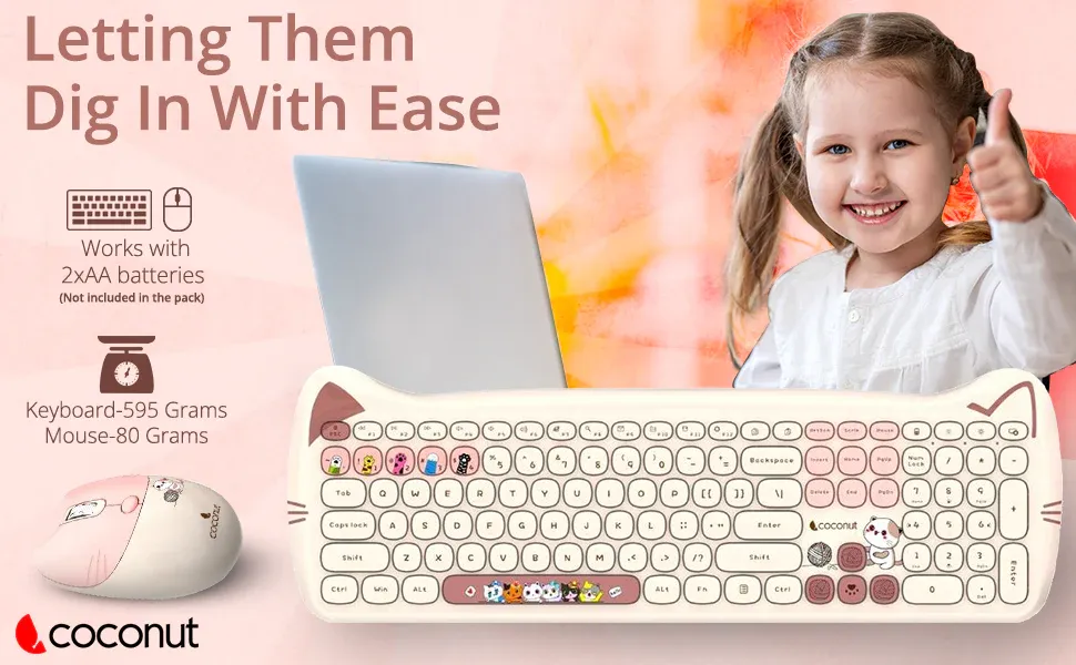 COCONUT Poppy Retro Wireless Combo, Milk Tea overview 6