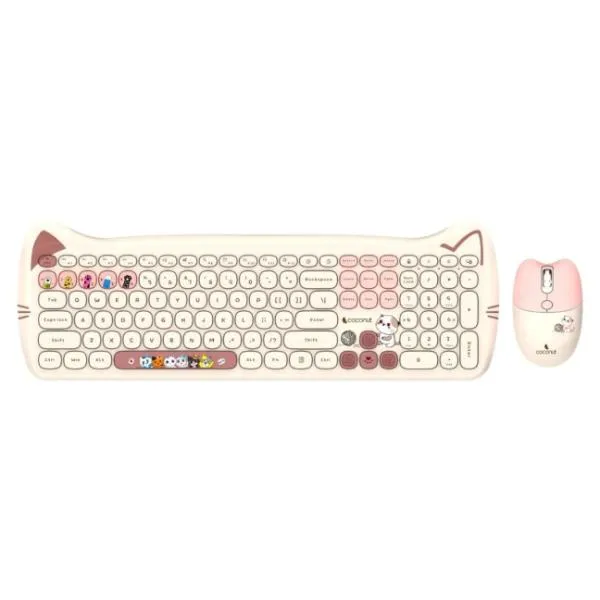 COCONUT Poppy Retro Wireless Combo, Milk Tea