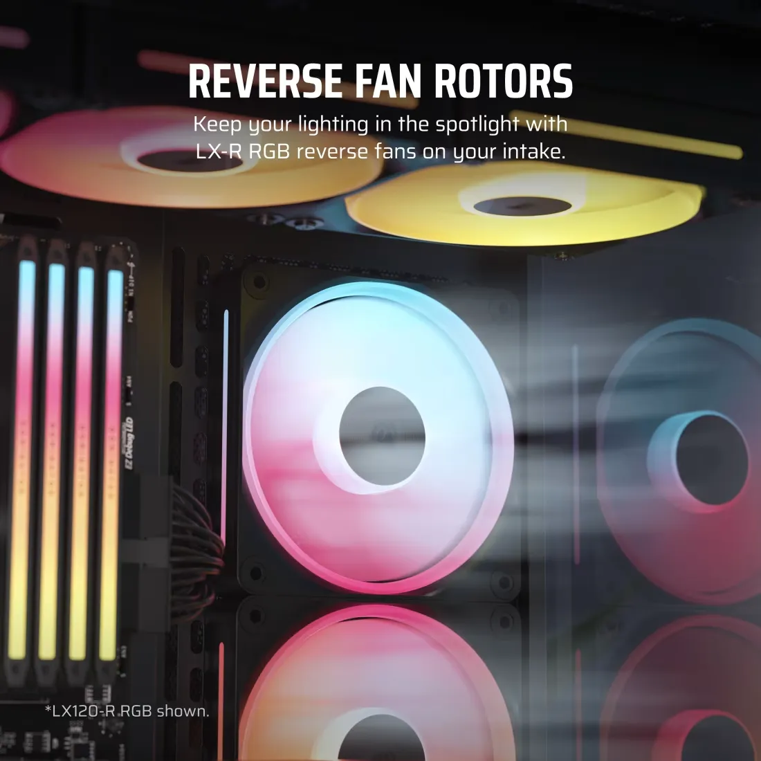 CORSAIR iCUE LINK LX140-R RGB 140mm PWM Reverse Fan (Black) overview 2