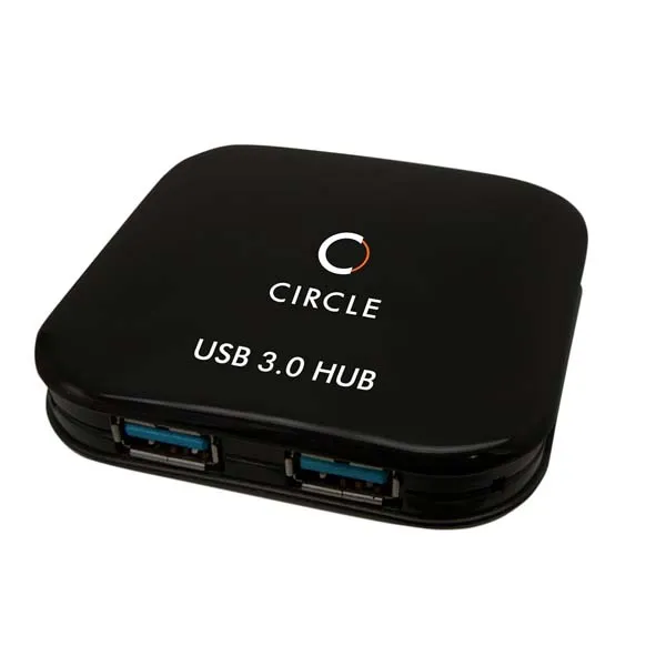 Circle Rootz USB 3.0 4-Port Hub High-Speed Data Transfer (Black)