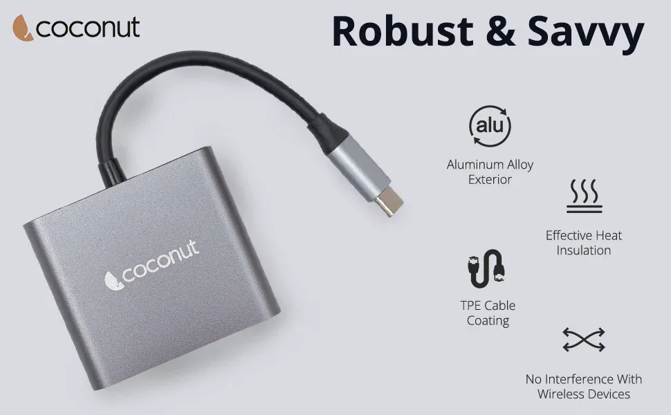 Coconut 3 in 1 Dock A - Type C to HDMI + USB3.0 + USB C USB C Hub overview 4