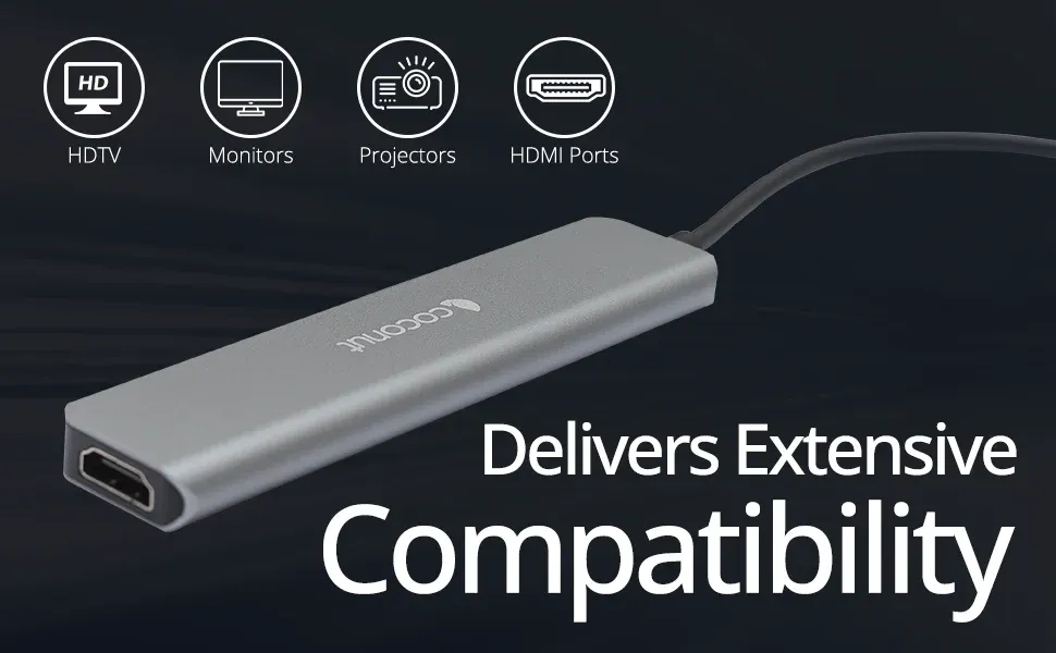 Coconut 7 in 1 Dock A - Type C to HDMI +SD+TF+3*USB+PD | USB C Hub | Plug &amp; Play | Portable Design overview 1