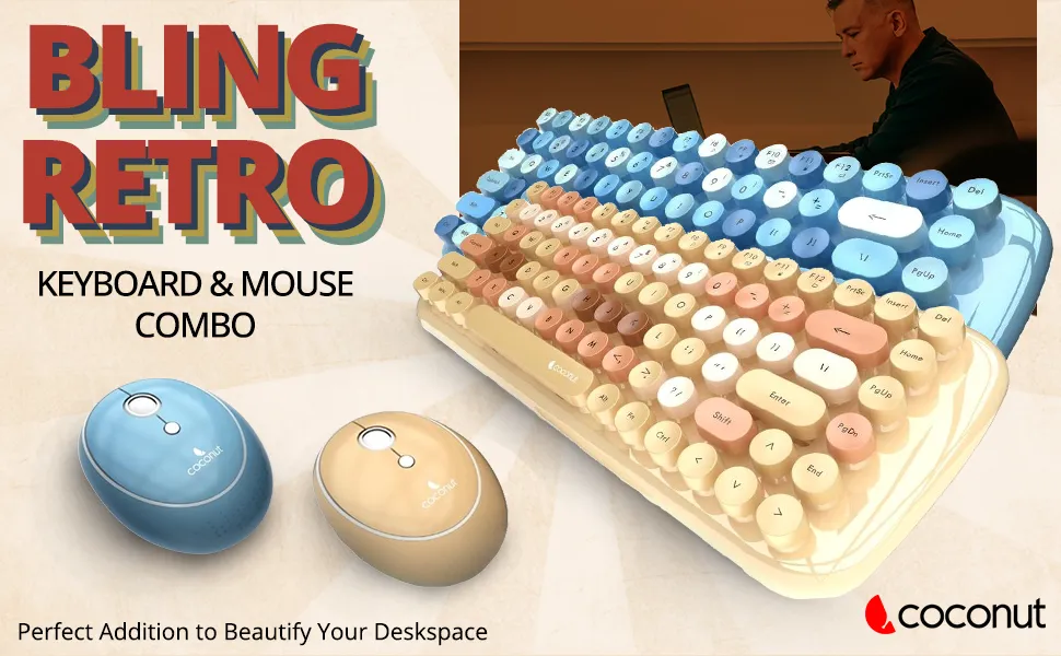 Coconut Bling Retro Wireless Combo, Milk Tea overview 1