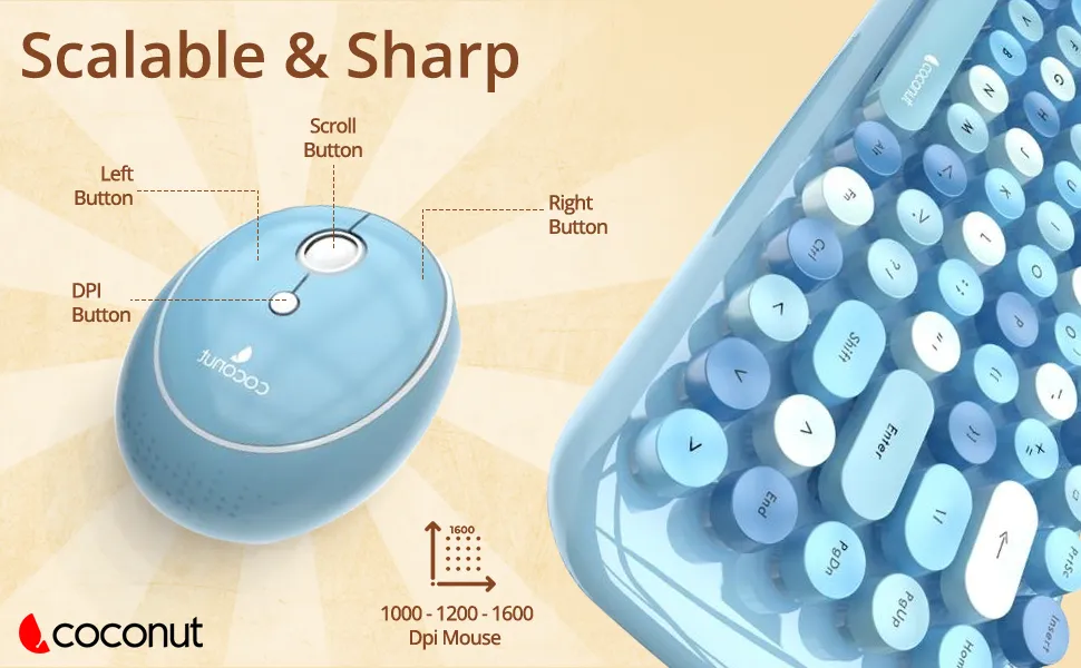 Coconut Bling Retro Wireless Combo, Milk Tea overview 3
