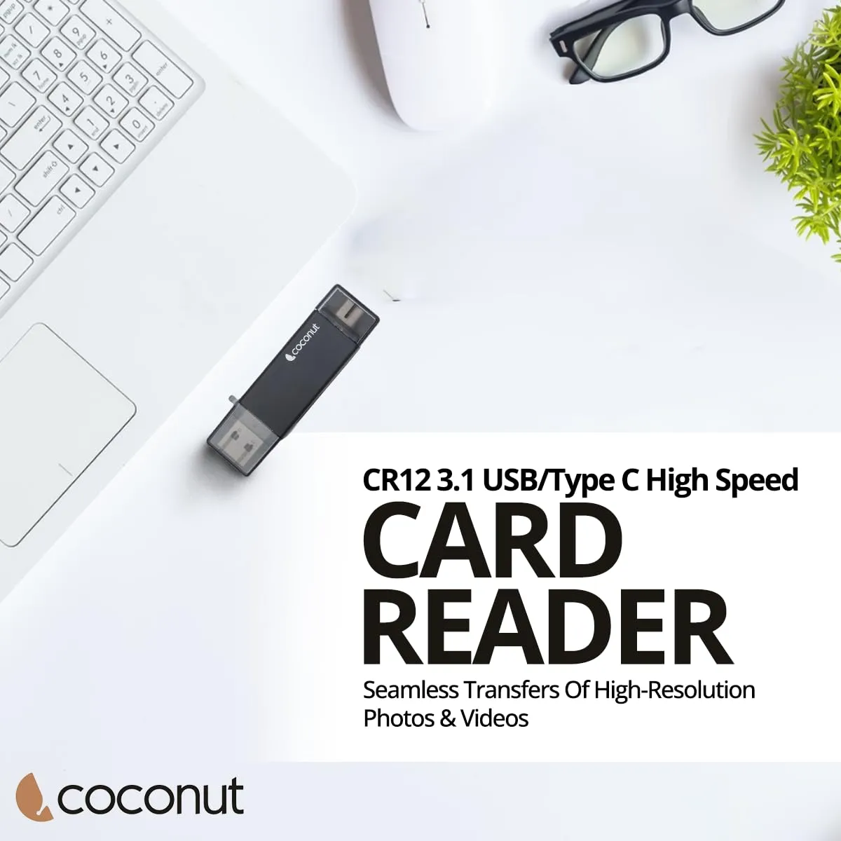 Coconut CR12 USB Type C 3.1 / USB A Card Reader overview 1