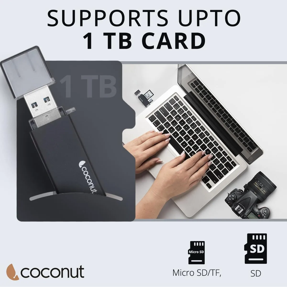 Coconut CR12 USB Type C 3.1 / USB A Card Reader overview 2