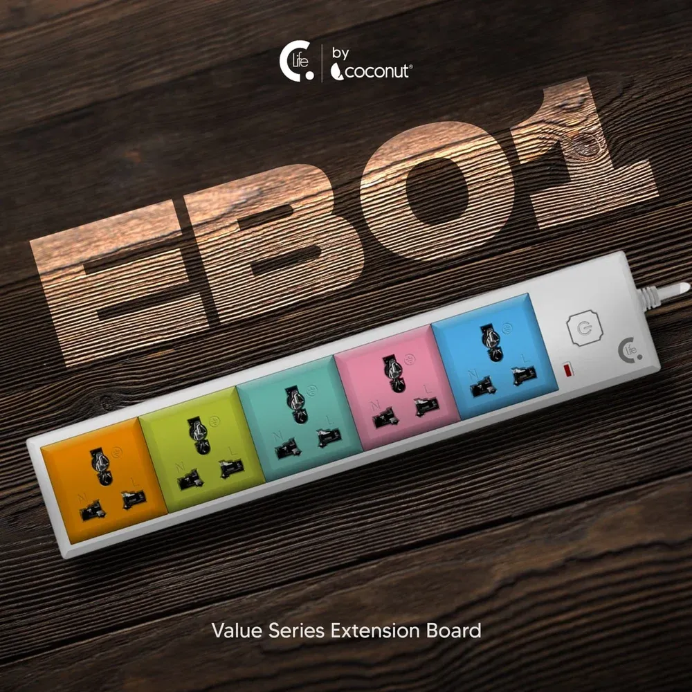 Coconut EB01 5 Socket With LED Indicators overview 1