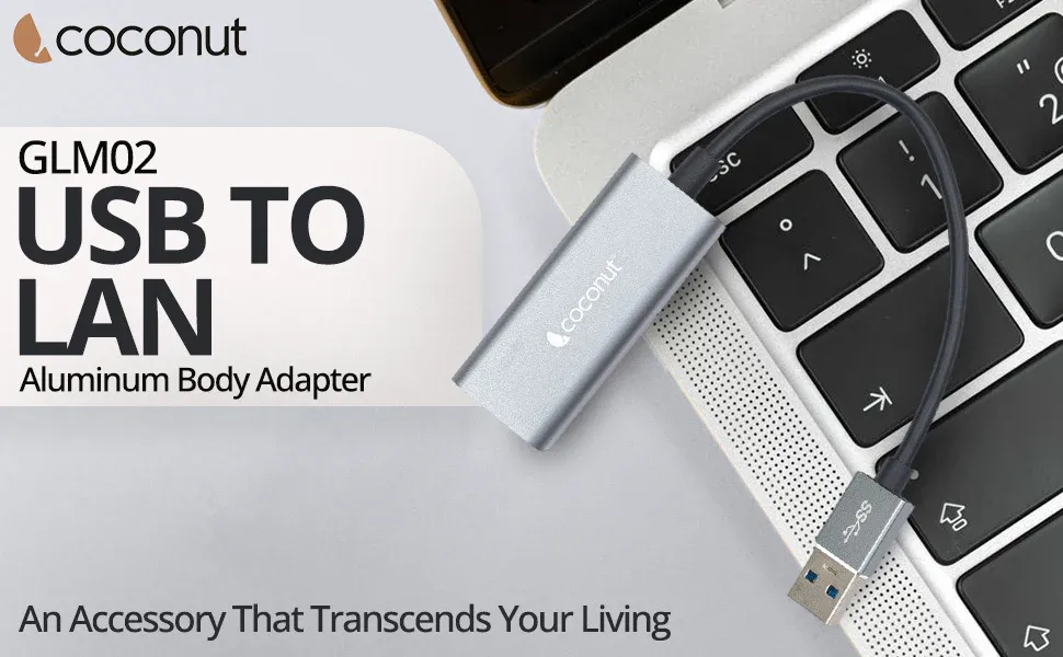 Coconut GLM01 USB to Giga LAN, Metal Body, RJ45 to 1000Mbps overview 5