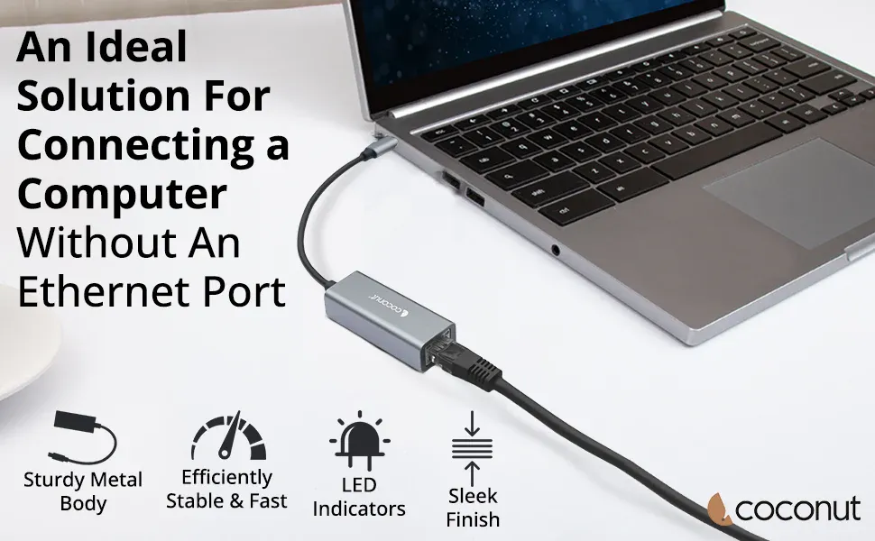 Coconut GLM02 Type C to Giga LAN, Metal Body, RJ45 to 1000Mbps overview 4