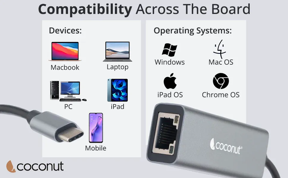 Coconut GLM02 Type C to Giga LAN, Metal Body, RJ45 to 1000Mbps overview 6