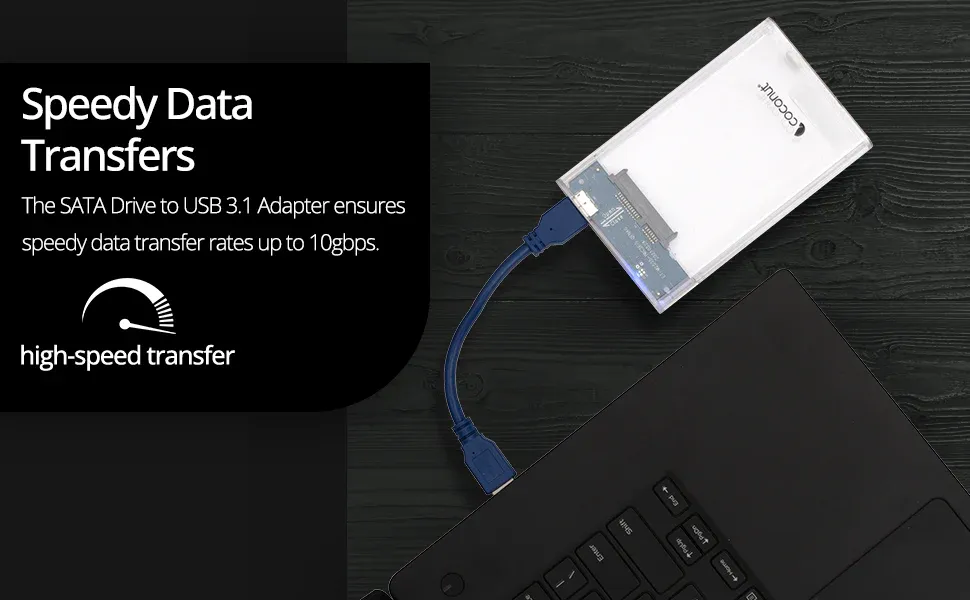 Coconut SC07 2.5" SSD/HDD USB C 3.1 - Transparent Sata Casing overview 2