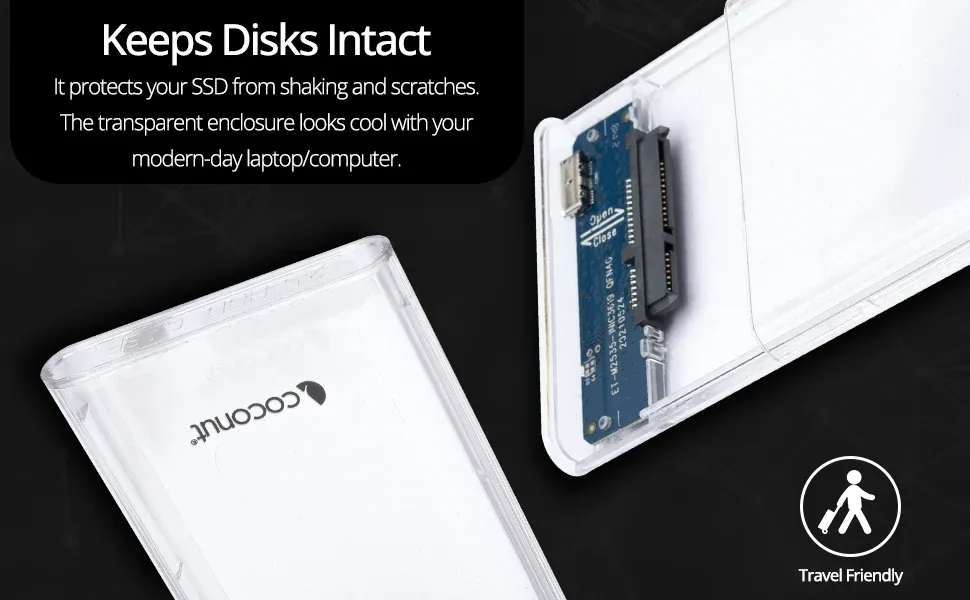 Coconut SC07 2.5" SSD/HDD USB C 3.1 - Transparent Sata Casing overview 5