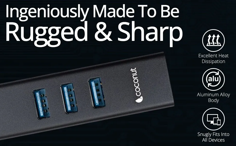 Coconut Type C to 1000Mbps Giga Lan with HUB - 3*3.0 USB Ports overview 1