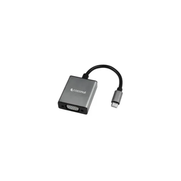 Coconut Type C to VGA Converter Strong Metal Enclosure, High Quality Chipset, Super Portable, 4K Resolution