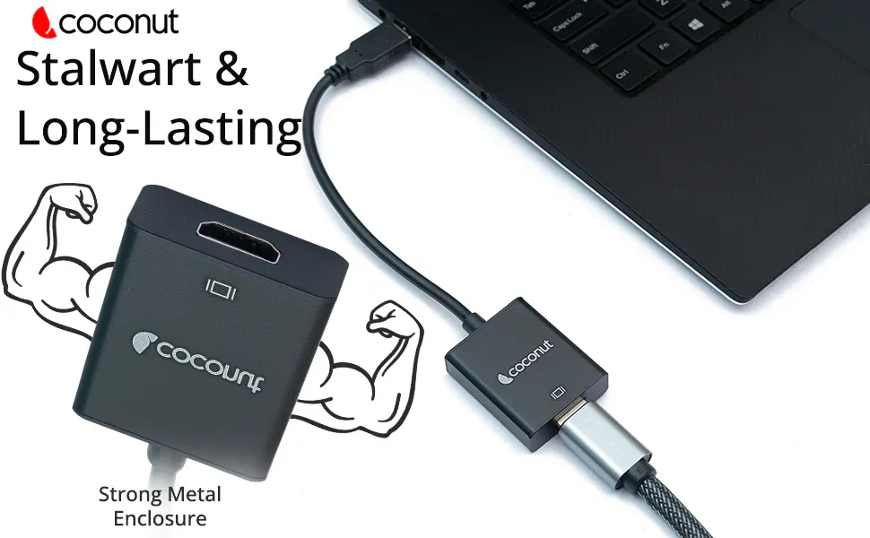 Coconut USB 3.0 to HDMI Converter, 4K Resolution Strong Metal Enclosure, High Quality Chipset, True USB 3.0, Super Portable overview 4