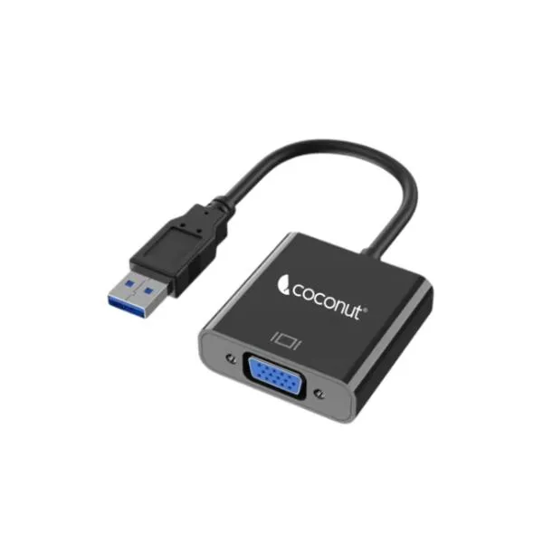 Coconut USB 3.0 to VGA Converter, 4K Resolution Strong Metal Enclosure, High Quality Chipset, True USB 3.0, Super Portable