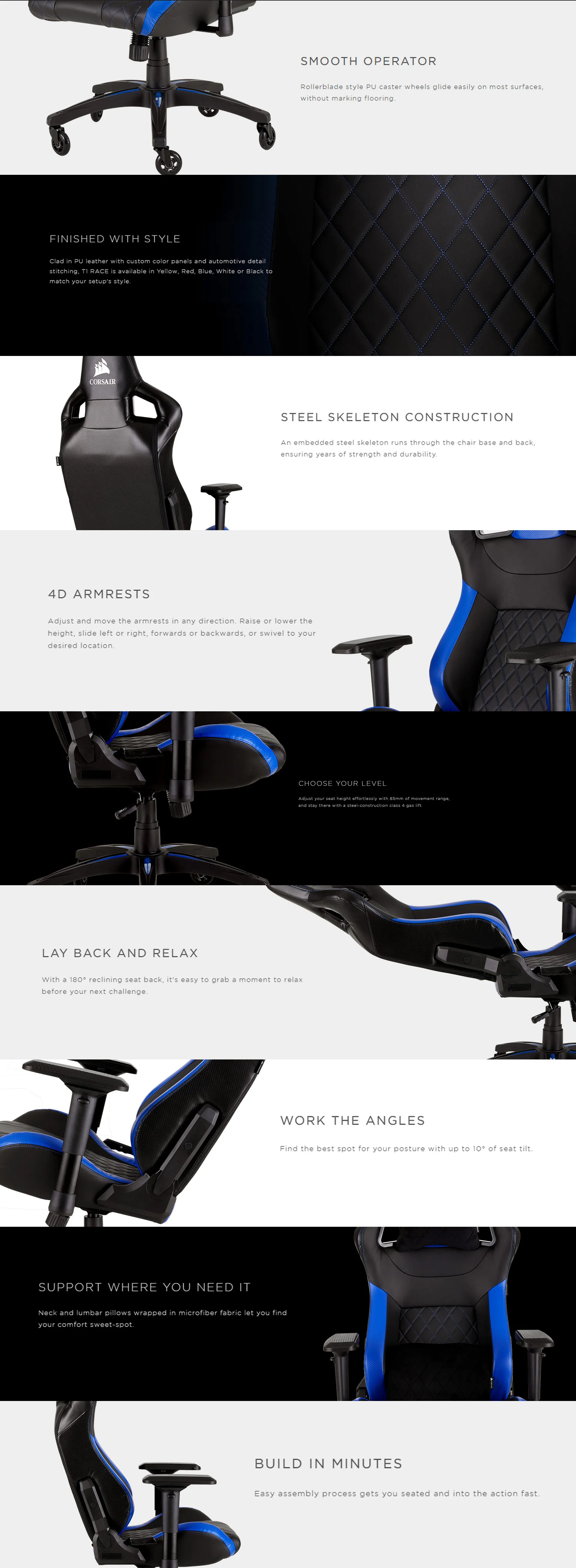 Corsair T1 RACE 2018 (Black/Blue) overview 1