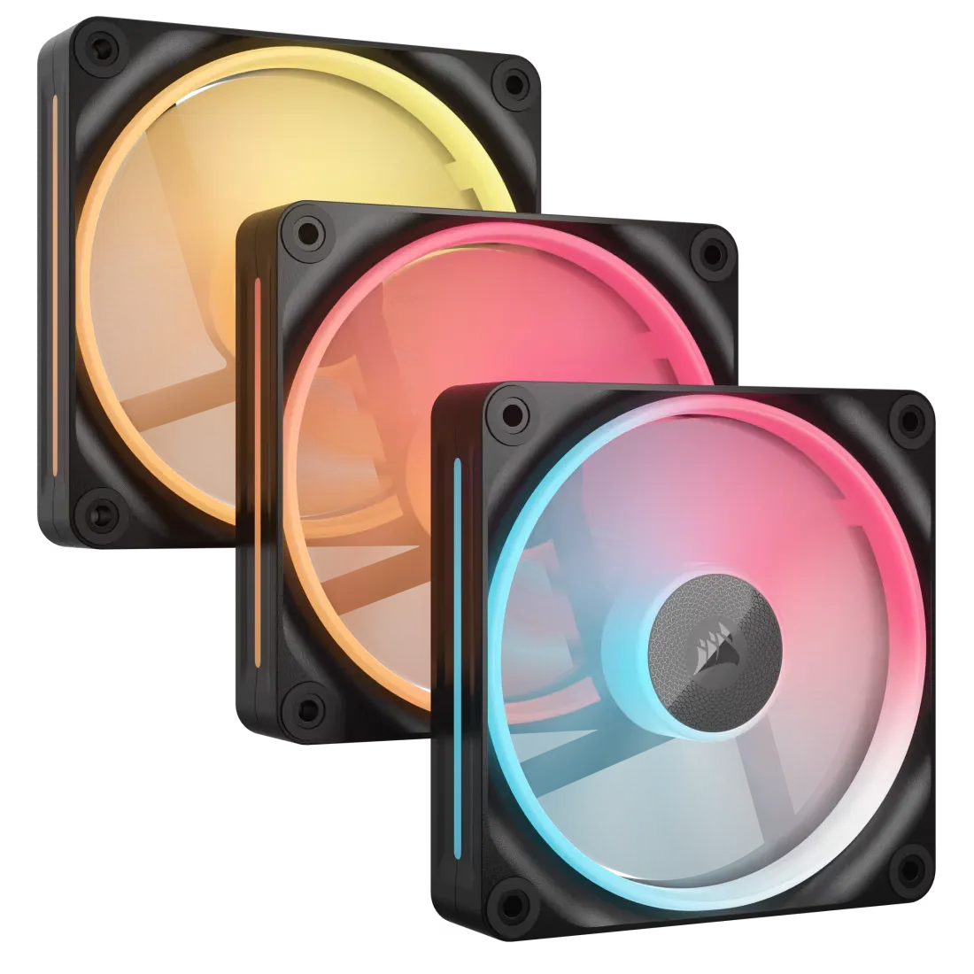 Corsair iCUE LINK LX120-R RGB 120mm PWM Reverse Fans Starter Kit - Black overview 1