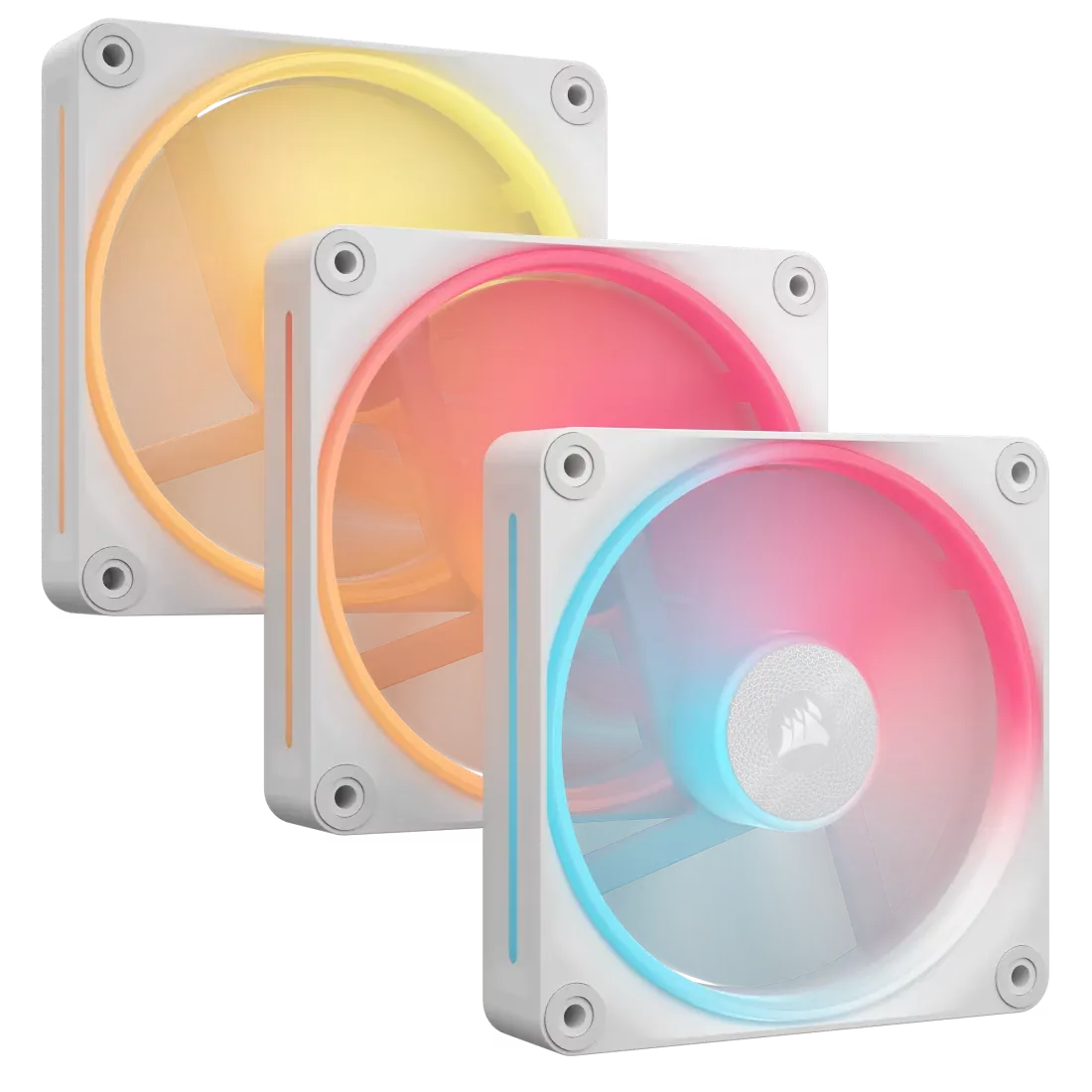 Corsair iCUE LINK LX120-R RGB 120mm PWM Reverse Fans Starter Kit - White overview 1