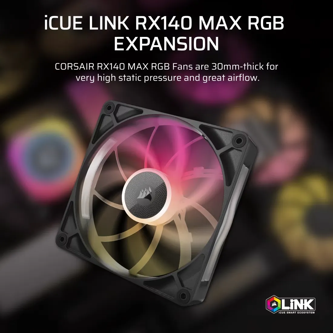 Corsair iCUE LINK RX140 MAX RGB 140mm PWM Thick Fan Expansion overview 1