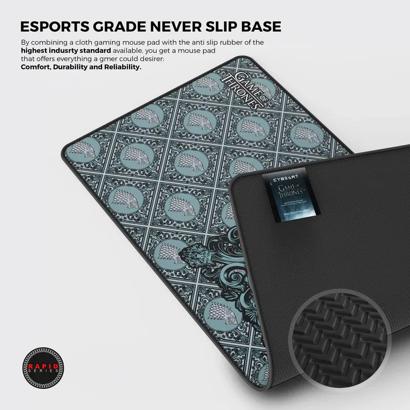 Cybeart | House Stark Gaming Desk Mat (XXL - 900x400x4mm) | Waterproof, Never Slip Base, Stitched Edges, Esports Grade overview 3