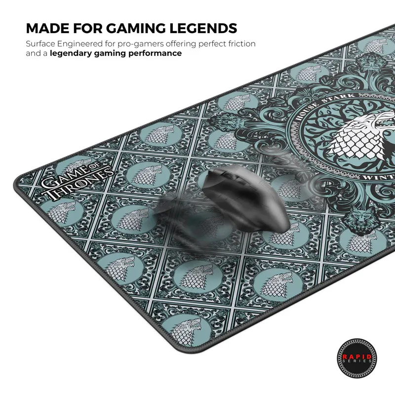 Cybeart | House Stark Gaming Desk Mat (XXL - 900x400x4mm) | Waterproof, Never Slip Base, Stitched Edges, Esports Grade overview 4