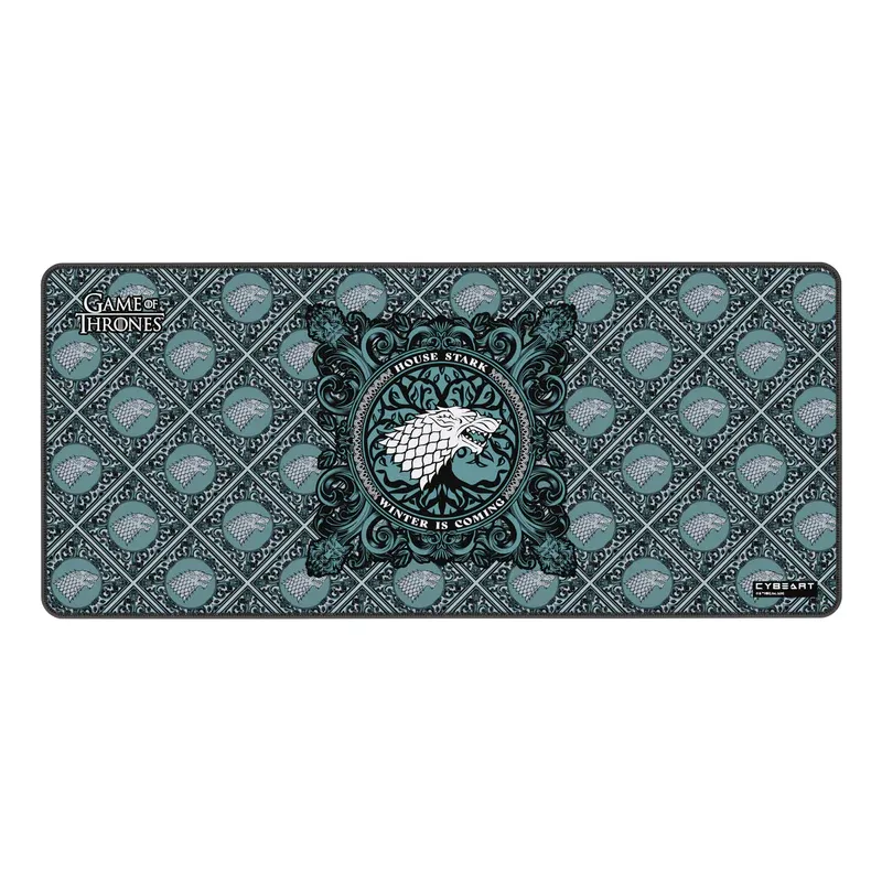 Cybeart | House Stark Gaming Desk Mat (XXL - 900x400x4mm) | Waterproof, Never Slip Base, Stitched Edges, Esports Grade