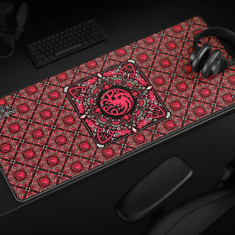 Cybeart | House Targaryen Gaming Desk Mat (XXL - 900x400x4mm) | Waterproof, Never Slip Base, Stitched Edges, Esports Grade overview 1