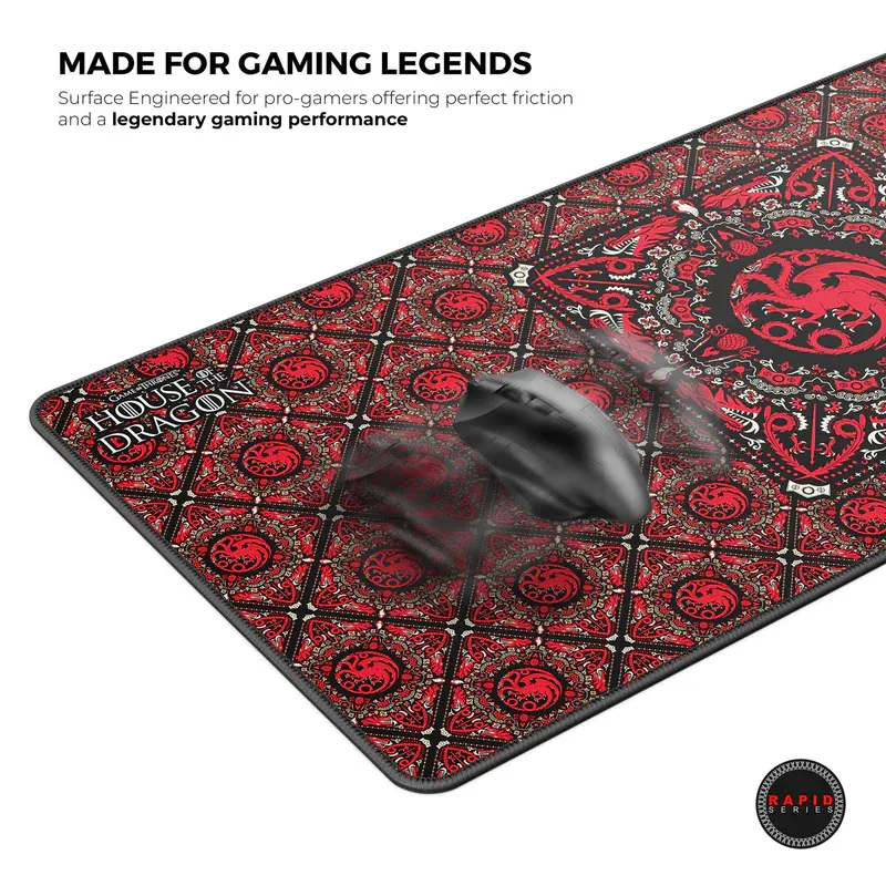 Cybeart | House Targaryen Gaming Desk Mat (XXL - 900x400x4mm) | Waterproof, Never Slip Base, Stitched Edges, Esports Grade overview 4
