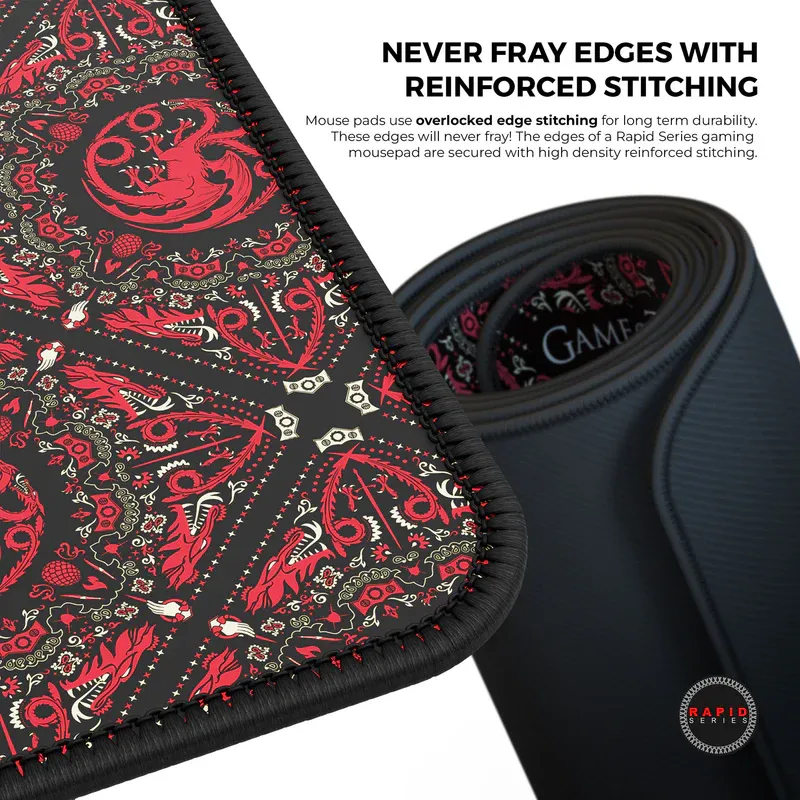 Cybeart | House Targaryen Gaming Desk Mat (XXL - 900x400x4mm) | Waterproof, Never Slip Base, Stitched Edges, Esports Grade overview 5