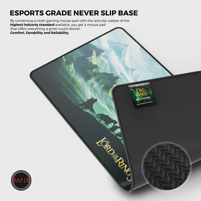 Cybeart | Lord of The Rings Gaming Desk Mat (XXL - 900x400x4mm) | Waterproof, Never Slip Base, Stitched Edges, Esports Grade overview 3