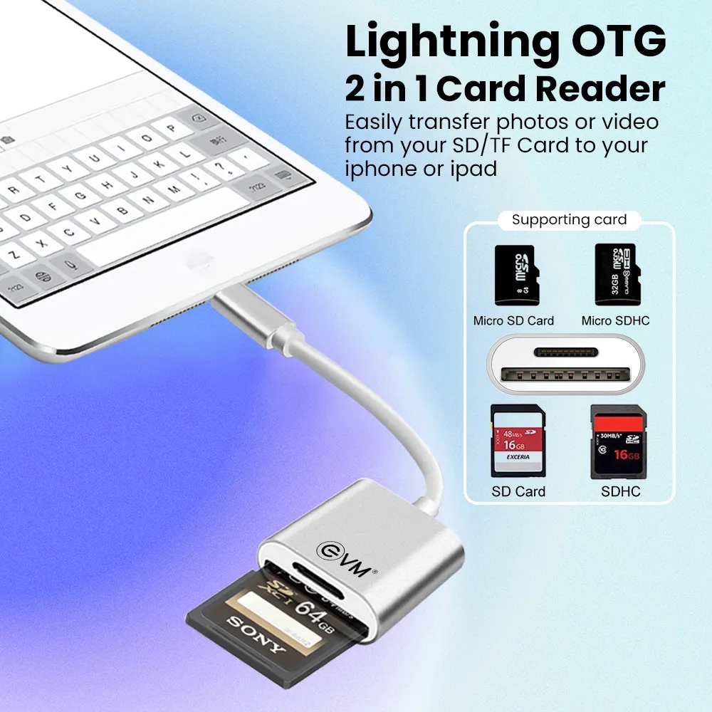EVM 2in-1 OTG Apple Accessory Memory Card Reader overview 1