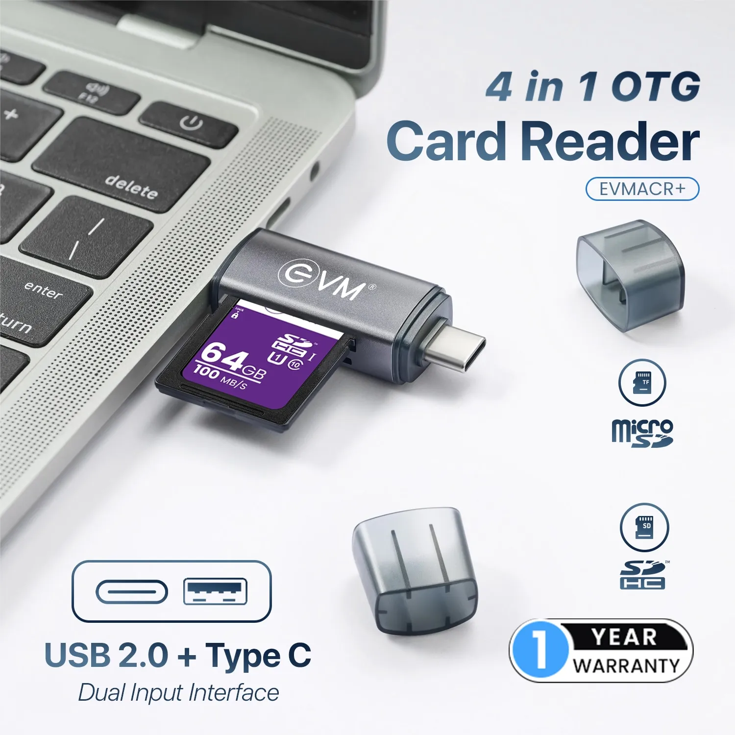 EVM 4-in-1 OTG Card Reader overview 1