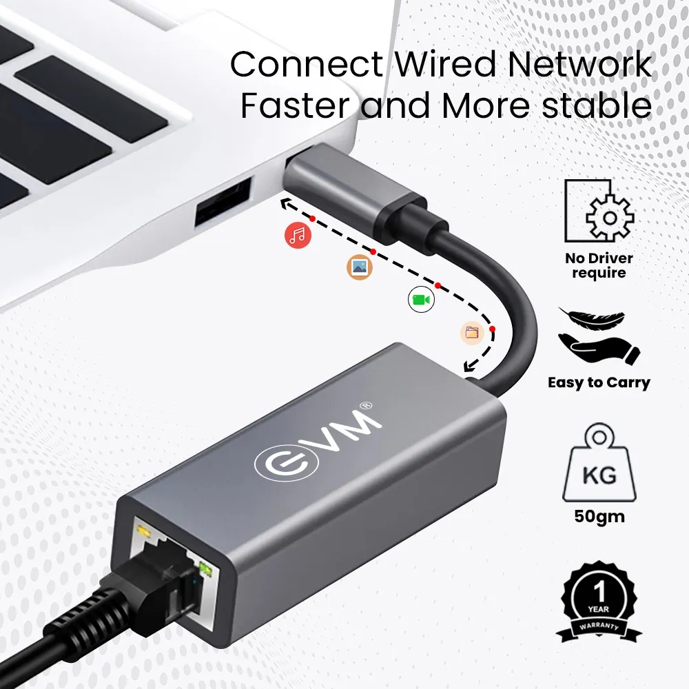 EVM 5-in-1 Type-c To 1000 Mbps Gigabit Ethernet Charging Port Workstation Laptops & Desktops overview 3