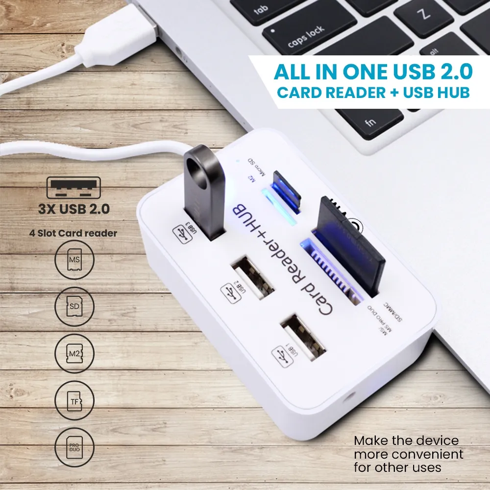 EVM All-in-One USB 2.0 Card Reader & 3-Port USB HUB overview 1