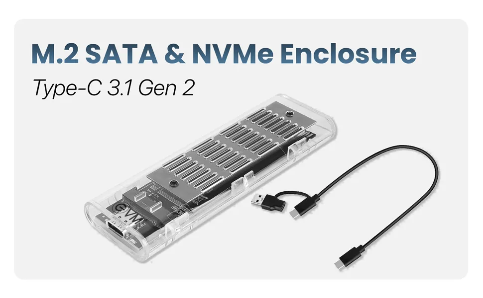 EVM External Casing with USB 3.1 Gen 2 M.2 SATA & NVMe SSD Case overview 2