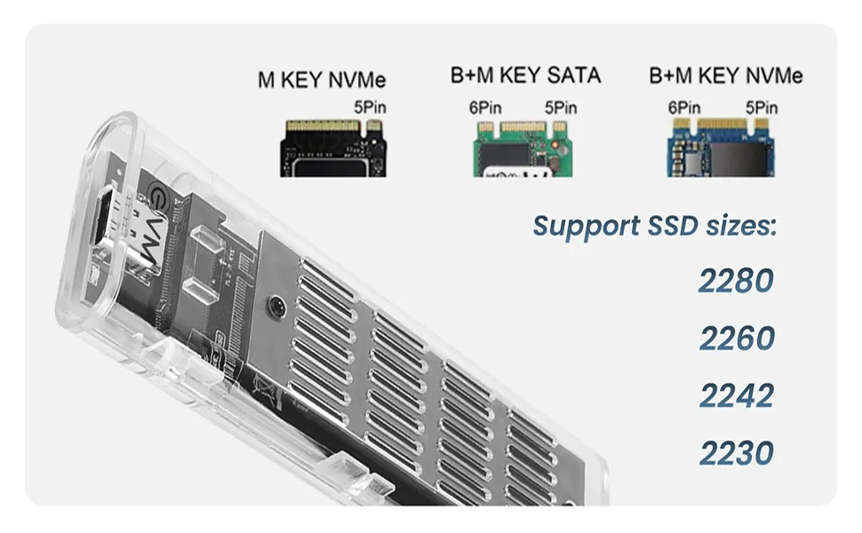 EVM External Casing with USB 3.1 Gen 2 M.2 SATA & NVMe SSD Case overview 3