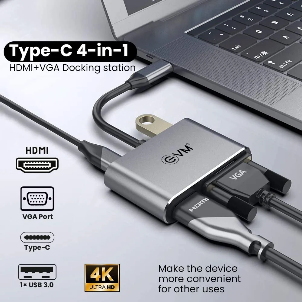 EVM Type C 4 in 1 HDMI + VGA Docking Station overview 1