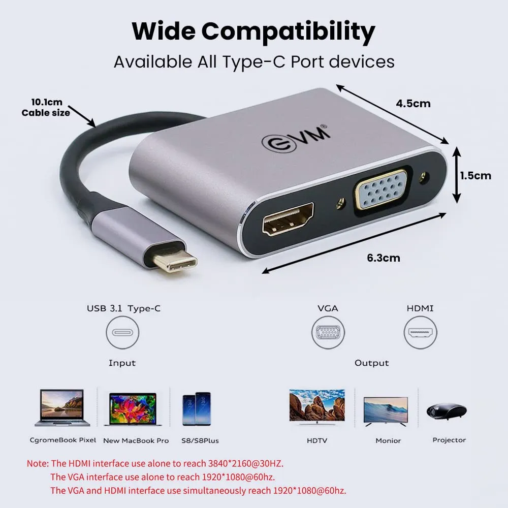 EVM Type C 4 in 1 HDMI + VGA Docking Station overview 2