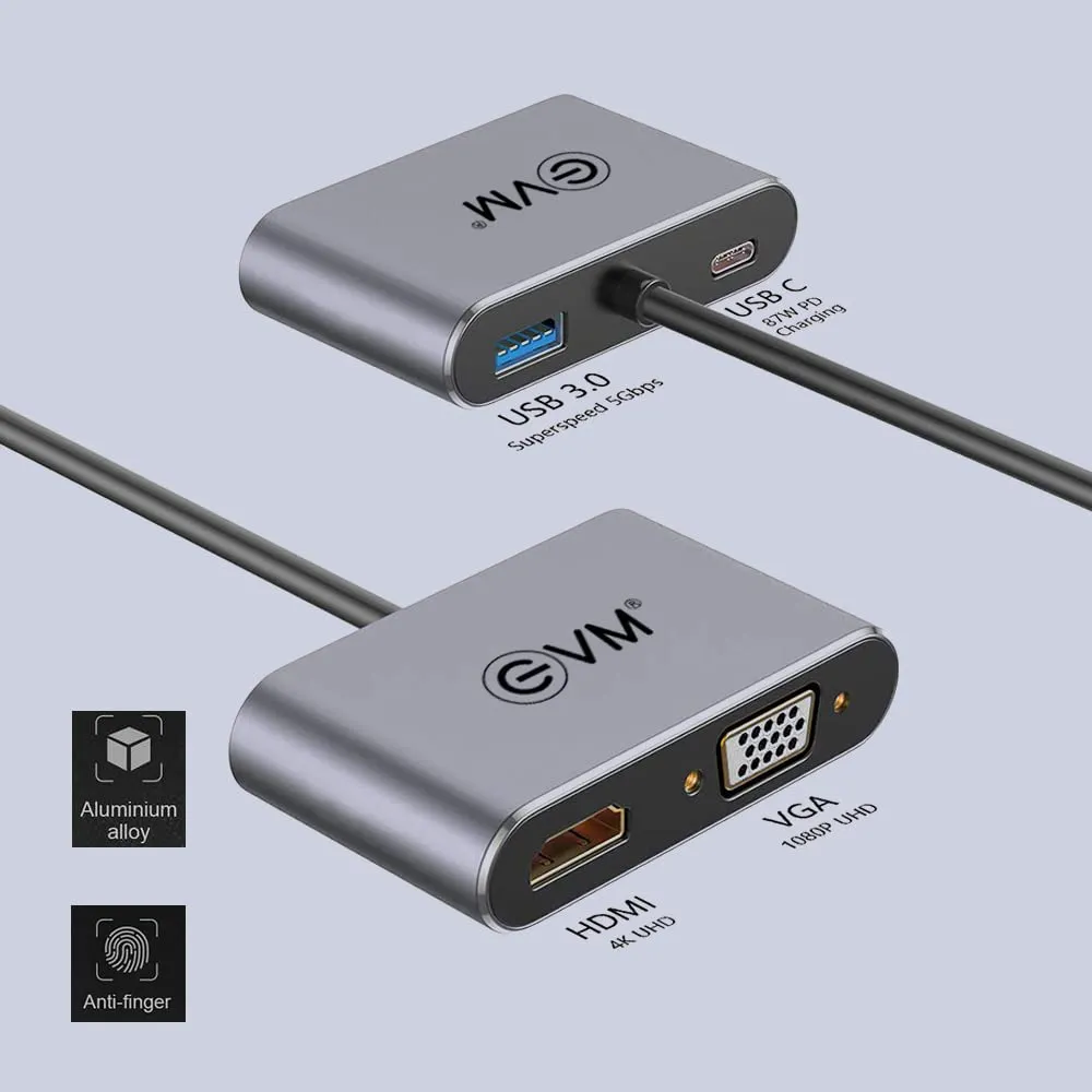 EVM Type C 4 in 1 HDMI + VGA Docking Station overview 3