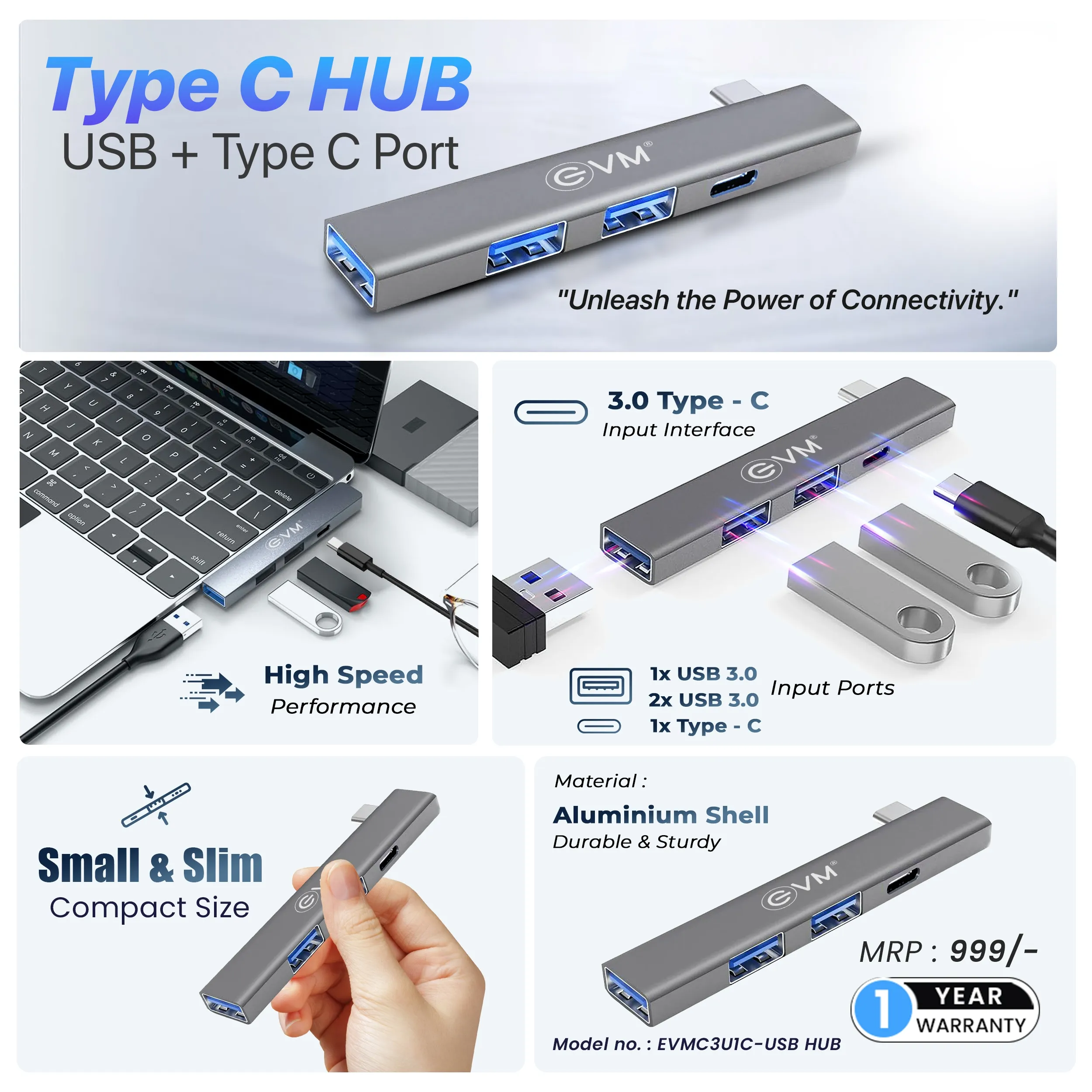 EVM Type-C HUB EVM-C3U1C-USB HUB overview 1