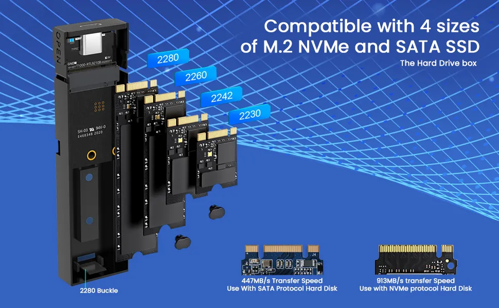 EVM USB 3.1 Gen 2 M.2 SATA and NVMe SSD Case overview 2