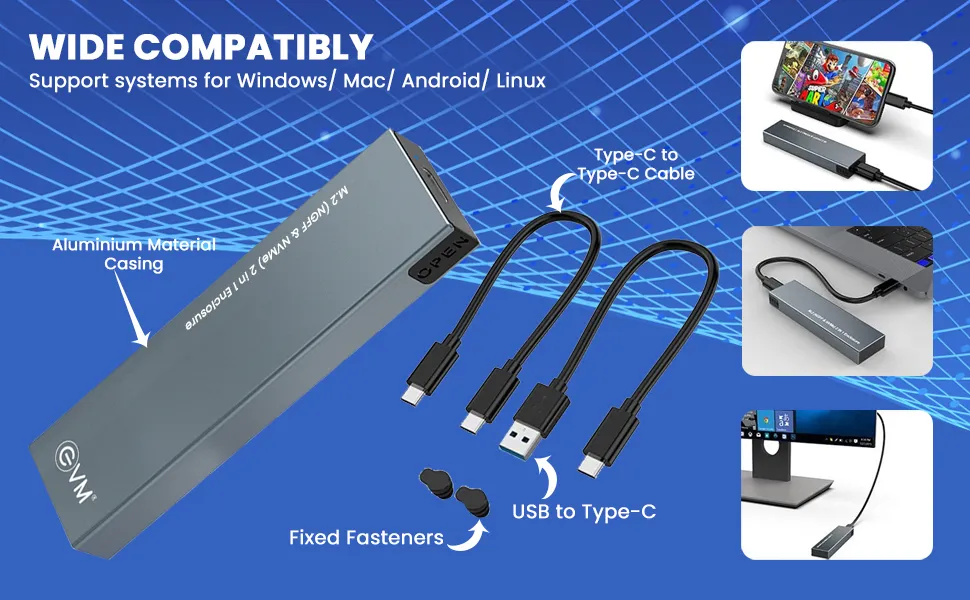 EVM USB 3.1 Gen 2 M.2 SATA and NVMe SSD Case overview 3